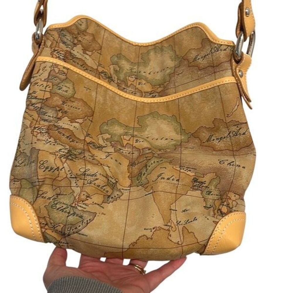 Alviero Martini Womens 1A Classe Leather Trim Geo Print Crossbody Bag Multicolor